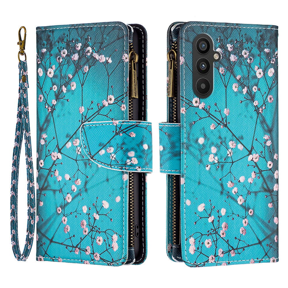 Til Samsung Galaxy A24 4G BF03 Læder Pung Telefon Taske Lynlås Lomme Mønster Udskrivning Foldeholder Cover Til Samsung Galaxy A24 4G BF03 Læder Pung Telefon Taske Lynlås Lomme Mønster Udskrivning Foldeholder Cover